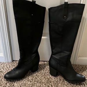 Black leather tall boots